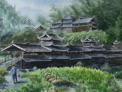 作品鉴赏｜高级工艺美术师笔墨下的程阳八寨