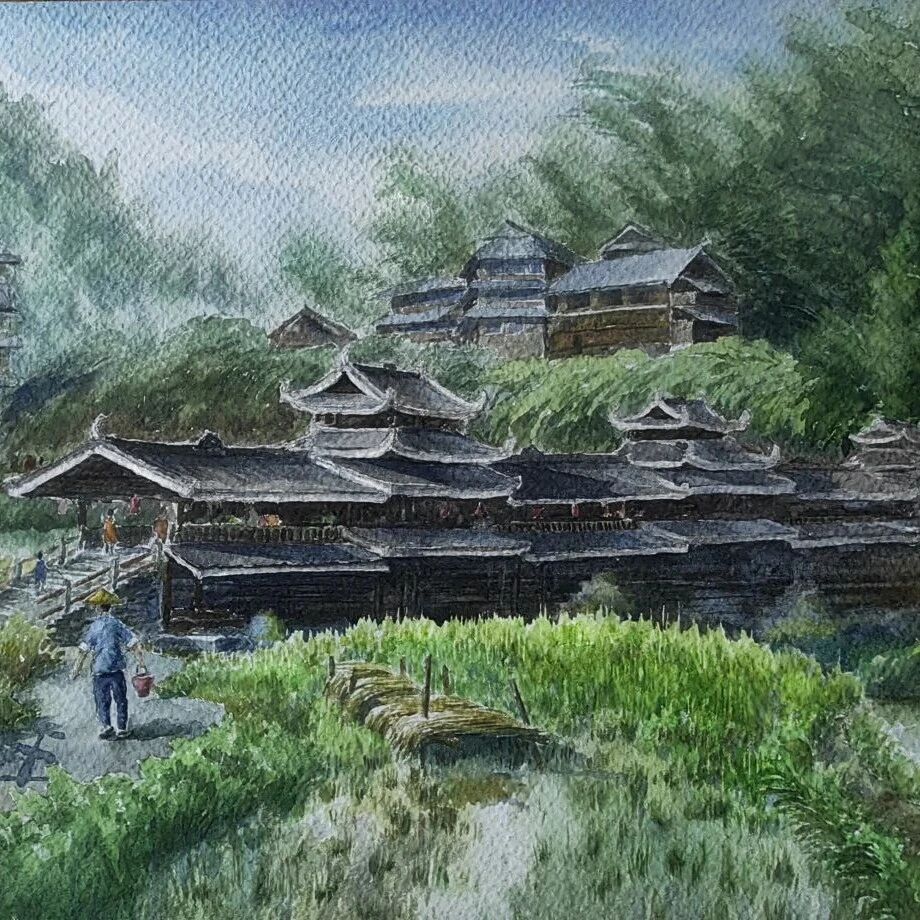 作品鉴赏｜高级工艺美术师笔墨下的程阳八寨